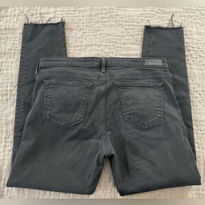 AG Adriano Goldschmied Black Legging Ankle Super Skinny Cropped Jeans 32 Reg